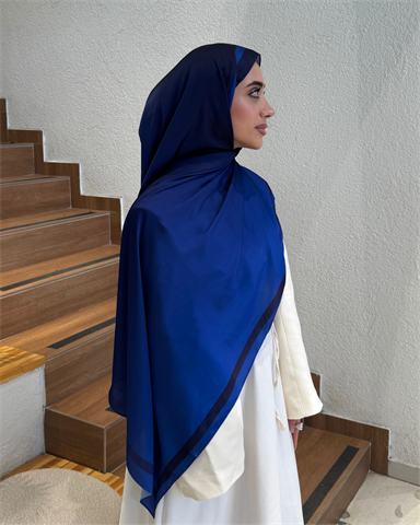 Lacivert Degrade Desen Şal 