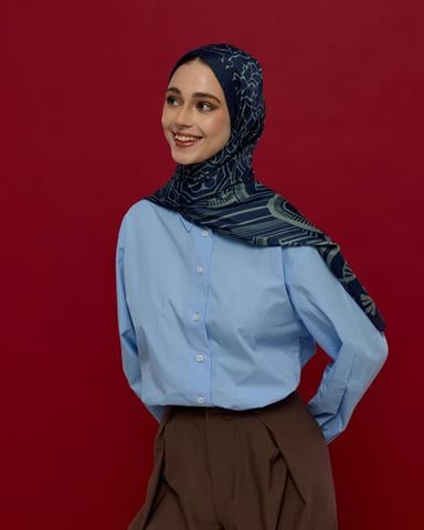 S-HAREM-69 Lacivert & Duman Harem Rüyası Desen Şal