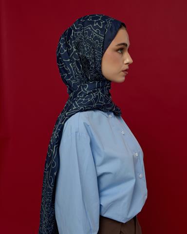 S-HAREM-69 Lacivert & Duman Harem Rüyası Desen Şal