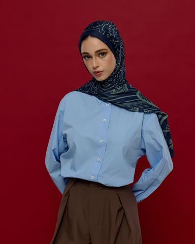 S-HAREM-69 Lacivert & Duman Harem Rüyası Desen Şal