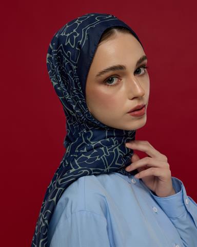 S-HAREM-69 Lacivert & Duman Harem Rüyası Desen Şal