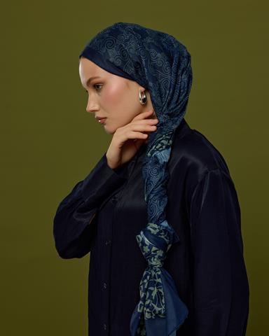 S-SARAYLI-69 Lacivert & Duman Saraylı Desen Şal