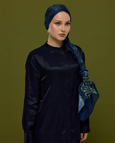 S-SARAYLI-69 Lacivert & Duman Saraylı Desen Şal