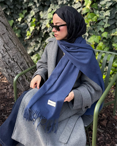 Lacivert İthal Kaşmir Atkı