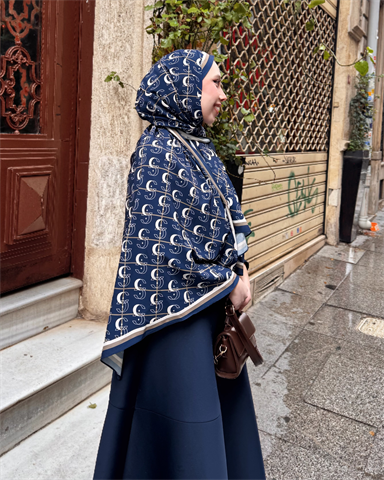 Lacivert Royal Vual İpek Şal
