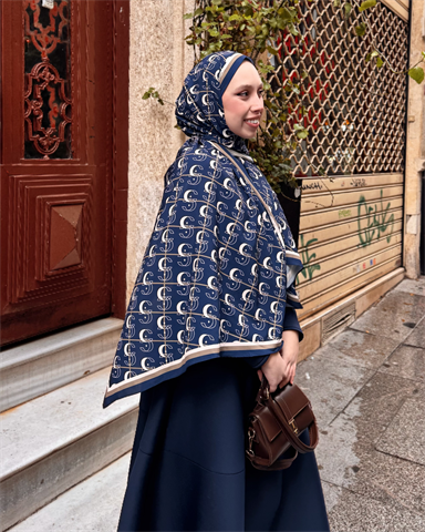 Lacivert Royal Vual İpek Şal