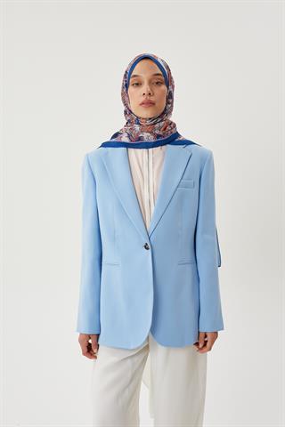 Lacivert & Vizon Retro Desen Şal