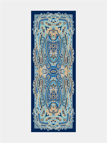 Mavi Zeren Desen İpeksi Şal