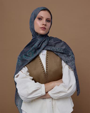 S-EFSUNLU-54 Lavanta Çizgisi & Zümrüt Efsunlu Desen Şal