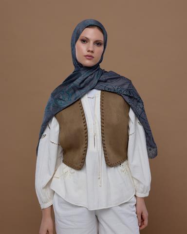 S-EFSUNLU-54 Lavanta Çizgisi & Zümrüt Efsunlu Desen Şal