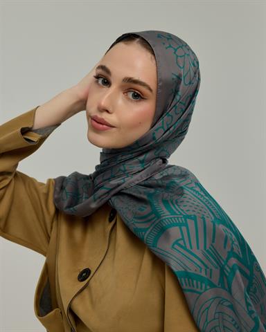 S-HAREM-54 Lavanta Çizgisi & Zümrüt Harem Rüyası Desen Şal