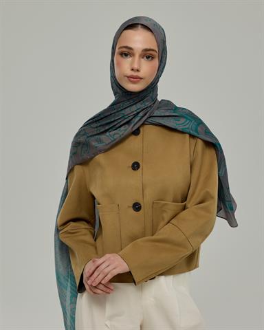 S-HAREM-54 Lavanta Çizgisi & Zümrüt Harem Rüyası Desen Şal