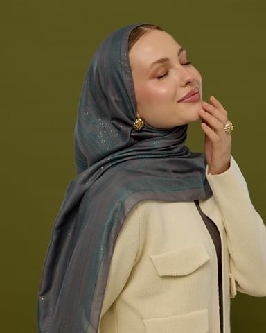 SV-HURREM-54 Lavanta Çizgisi & Zümrüt Hürrem Desen  Şal