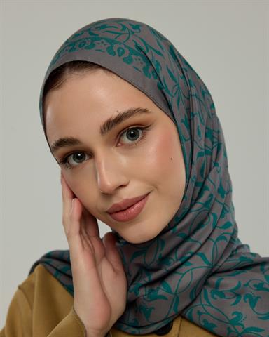 S-LALE-54 Lavanta Çizgisi & Zümrüt Lale Bahçesi Desen Şal