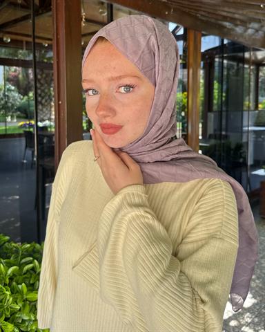 Lavanta Gri Baklava Lyocell Bambu Jakar Şal