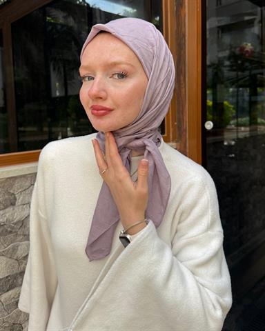 Lavanta Gri Zikzak Lyocell Bambu Jakar Eşarp