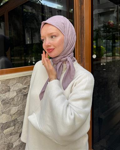 Lavanta Gri Zikzak Lyocell Bambu Jakar Eşarp