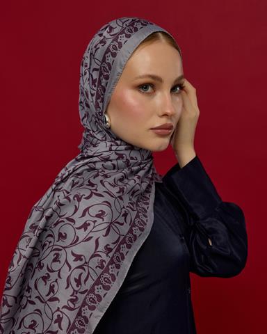 S-LALE-02 Leylak & Erguvani Lale Bahçesi Desen Şal