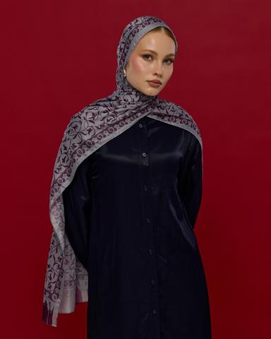 S-LALE-02 Leylak & Erguvani Lale Bahçesi Desen Şal