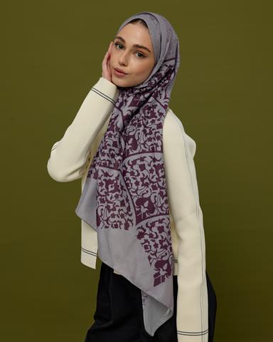 S-SARAYLI-02 Leylak & Erguvani Saraylı Desen Şal