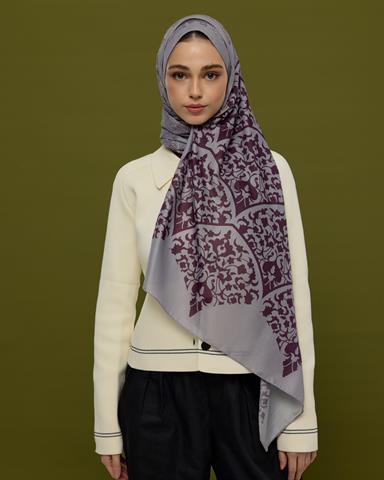 S-SARAYLI-02 Leylak & Erguvani Saraylı Desen Şal