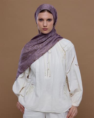 S-EFSUNLU-34 Leylak Gölgüsü & Kumral Efsunlu Desen Şal