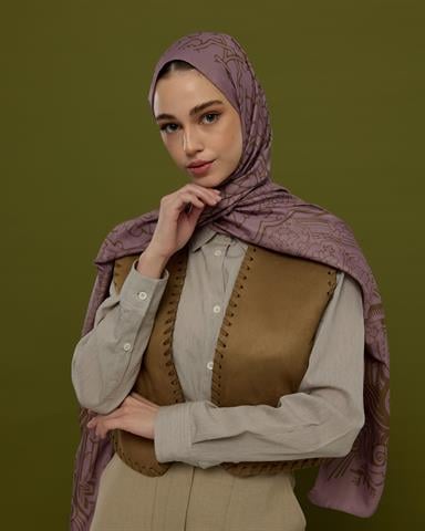 S-HAREM-34 Leylak Gölgüsü & Kumral Harem Rüyası Desen Şal
