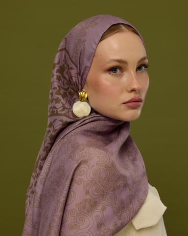 S-SARAYLI-34 Leylak Gölgüsü & Kumral Saraylı Desen Şal