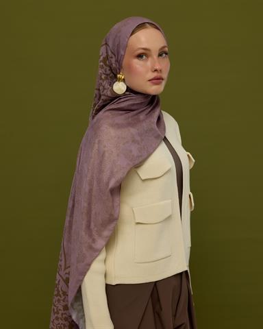 S-SARAYLI-34 Leylak Gölgüsü & Kumral Saraylı Desen Şal