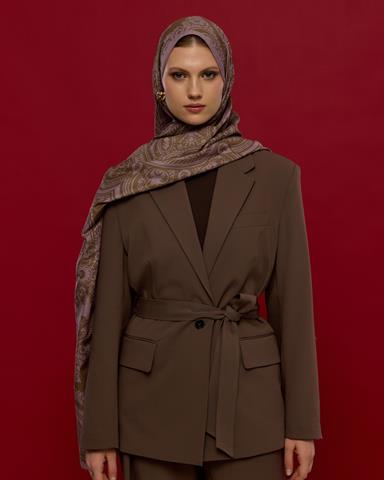 S-SULTANİ-34 Leylak Gölgüsü & Kumral Sultani Desen Şal