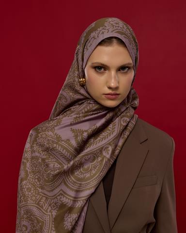 S-SULTANİ-34 Leylak Gölgüsü & Kumral Sultani Desen Şal