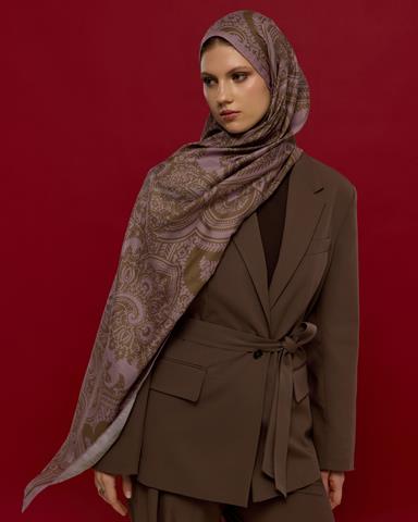 S-SULTANİ-34 Leylak Gölgüsü & Kumral Sultani Desen Şal