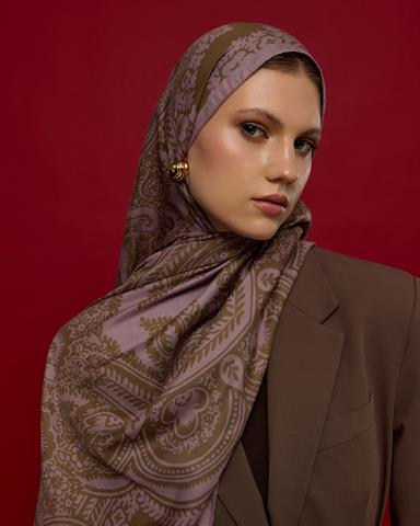 S-SULTANİ-34 Leylak Gölgüsü & Kumral Sultani Desen Şal