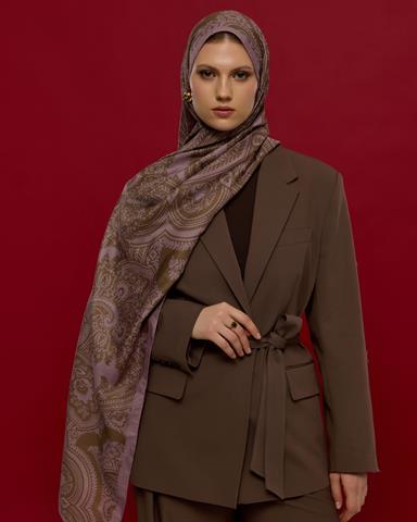 S-SULTANİ-34 Leylak Gölgüsü & Kumral Sultani Desen Şal