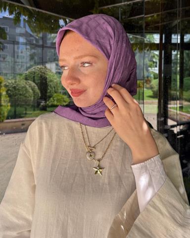 Lila Baklava Lyocell Bambu Jakar Eşarp