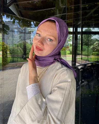 Lila Baklava Lyocell Bambu Jakar Eşarp