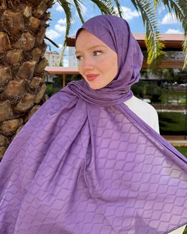 Lila Baklava Lyocell Bambu Jakar Şal