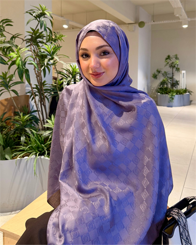 Lila Damier Desen Jakar Şal