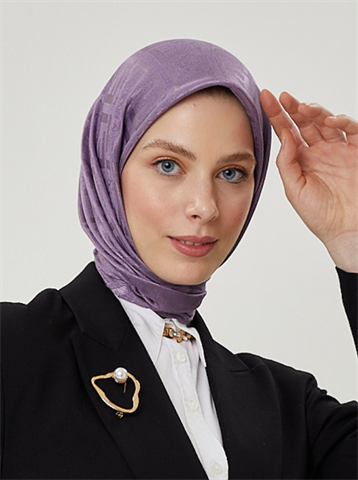 Lila F Desen Parlak Jakar Eşarp