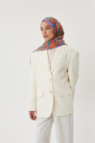 Lila & Turuncu Retro Desen Şal