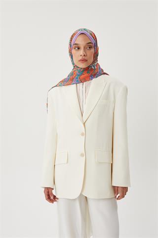 Lila & Turuncu Retro Desen Şal