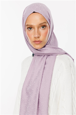 Lila Lotus Desen İpeksi Jakar Şal