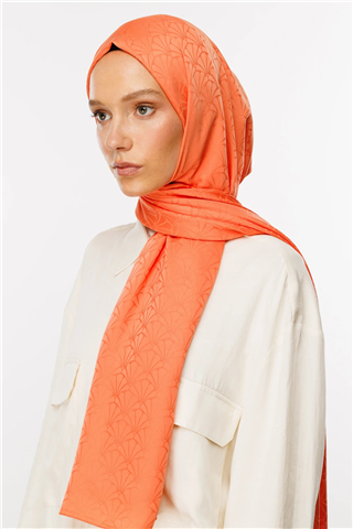 Yavruağzı Lotus Desen İpeksi Jakar Şal