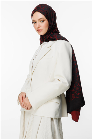 Siyah-Bordo Marrakech Desen Çift Taraflı Şal