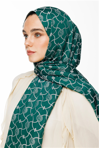Zümrüt-Pembe Marrakech Desen Çift Taraflı Şal