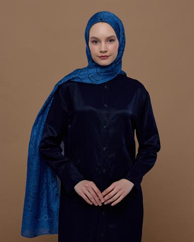 S-EFSUNLU-62 Mavi & Gece Efsunlu Desen Şal