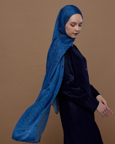 S-EFSUNLU-62 Mavi & Gece Efsunlu Desen Şal