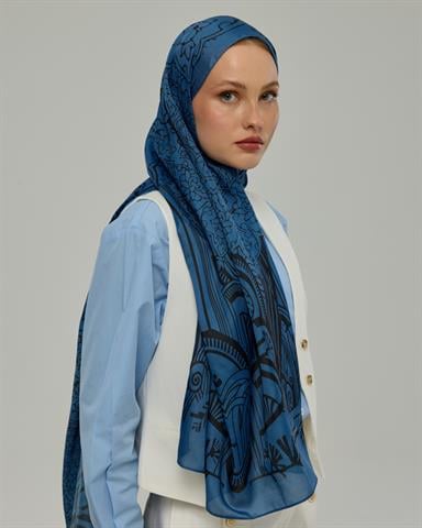 S-HAREM-62 Mavi & Gece Harem Rüyası Desen Şal