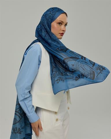 S-HAREM-62 Mavi & Gece Harem Rüyası Desen Şal
