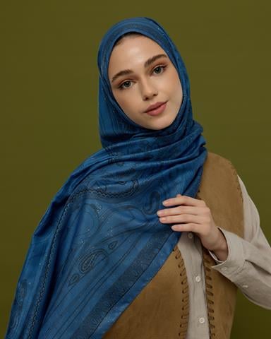 SV-HURREM-62 Mavi & Gece Hürrem Desen  Şal